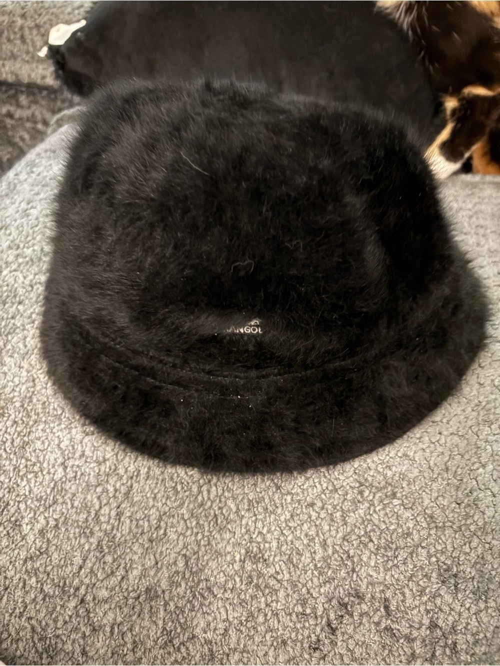 Kangol Black Faux Fur Bucket Hat